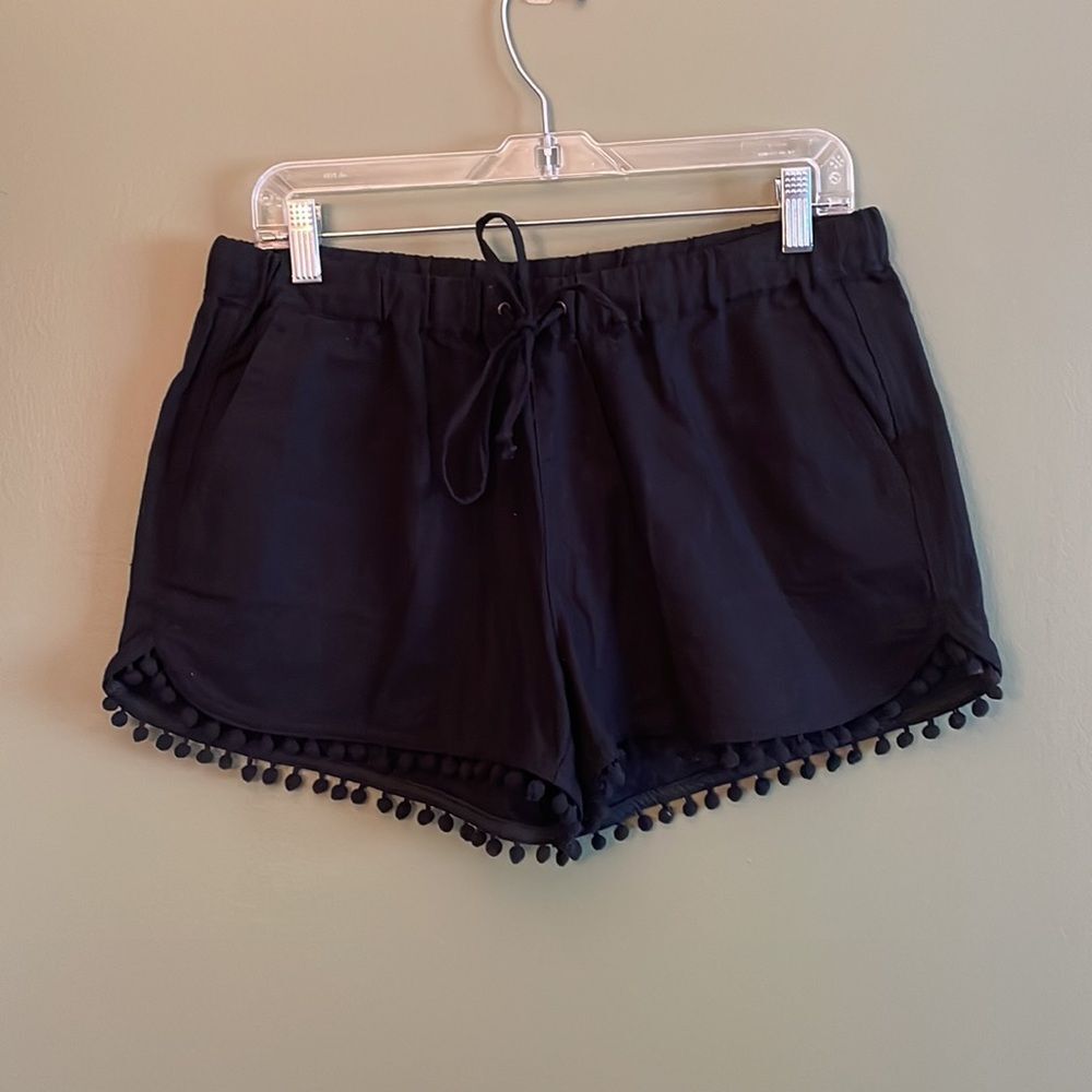 J. Crew Boho Linen Cotton Blend Drawstring Pom Hem Pull On Shorts Sz S - Picture 2 of 6
